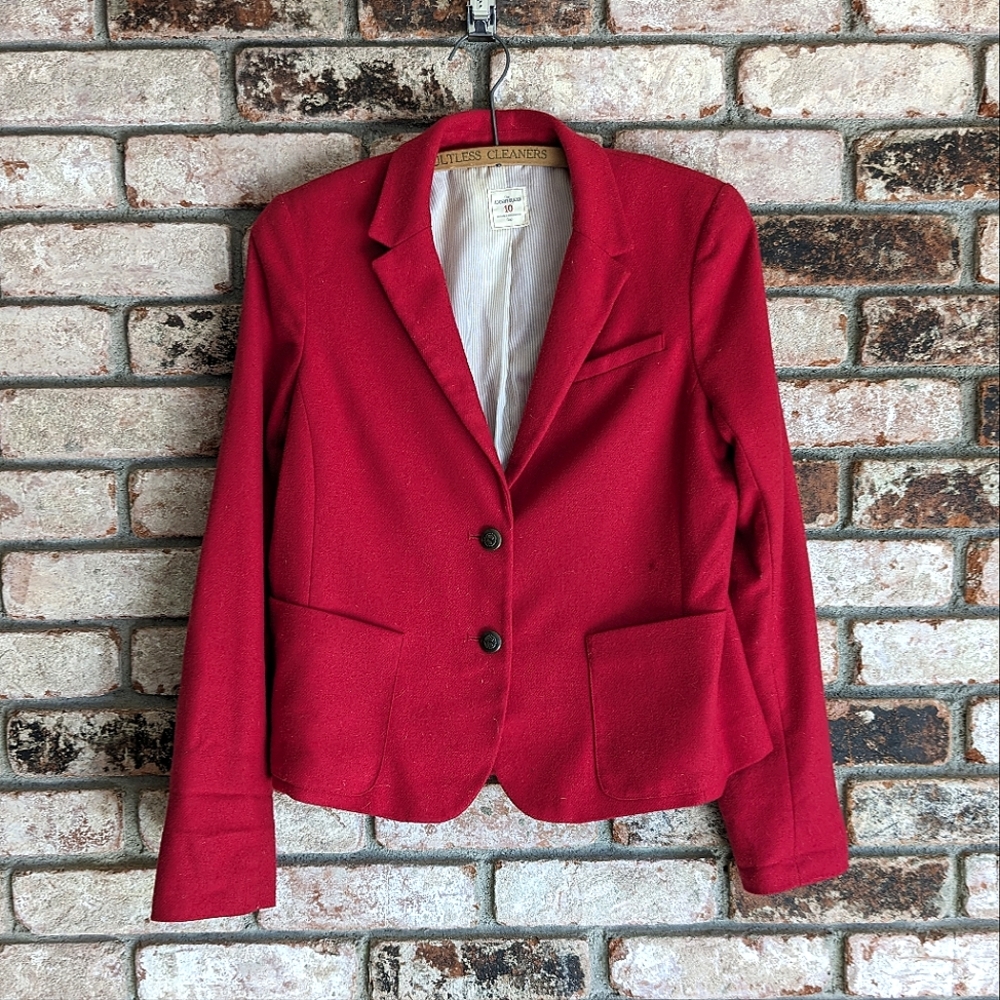 📜 Gap The Academy Blazer Red Wool Blend Size 10